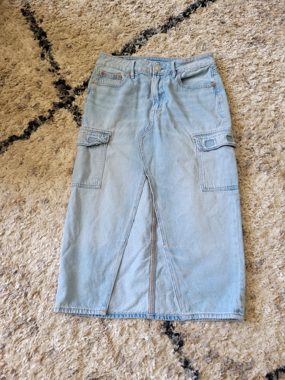 American Eagle Light Blue Denim Mindi Skirt